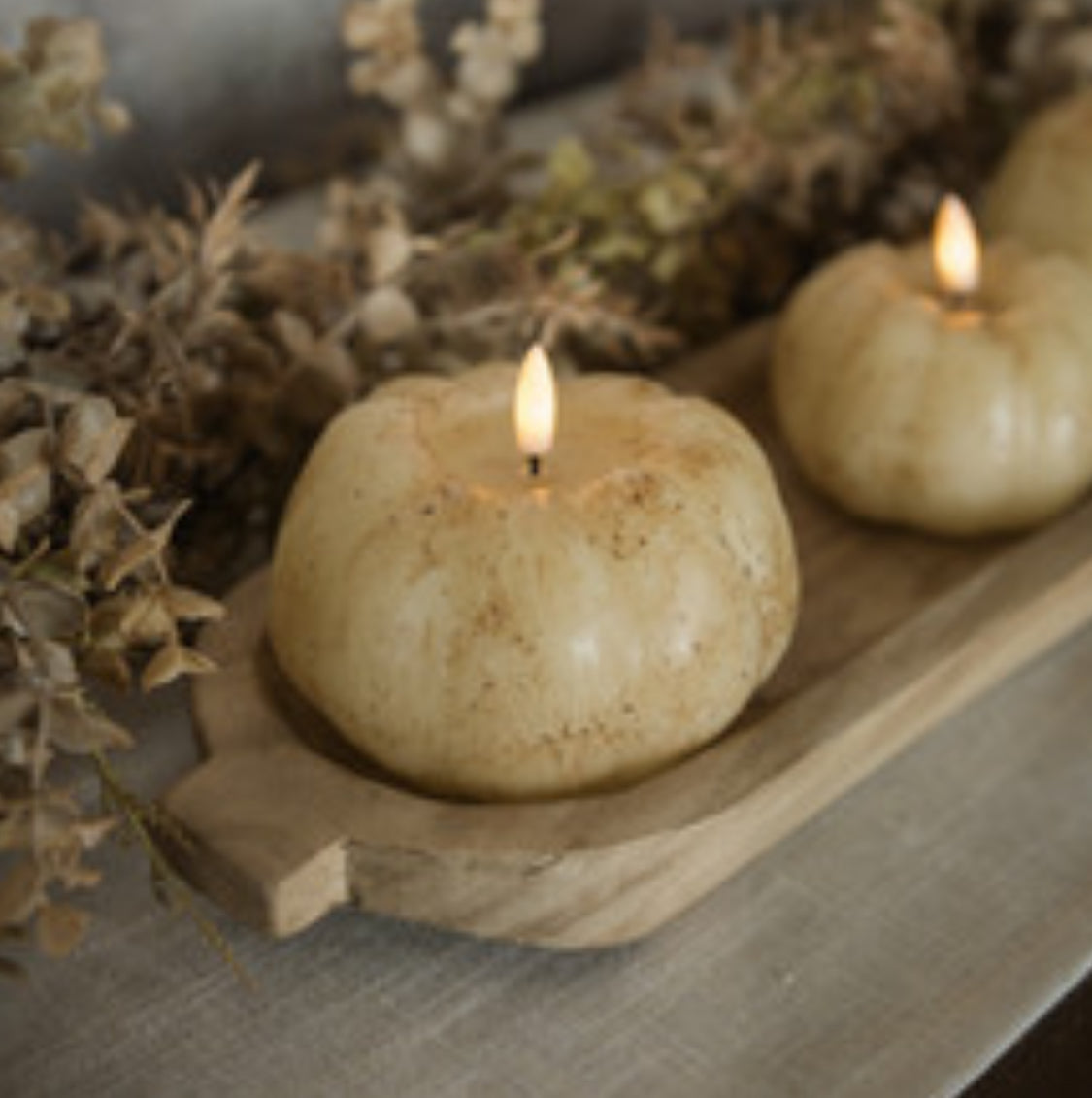 3.5” Cream 3D Flame Short Pumpkin Candle