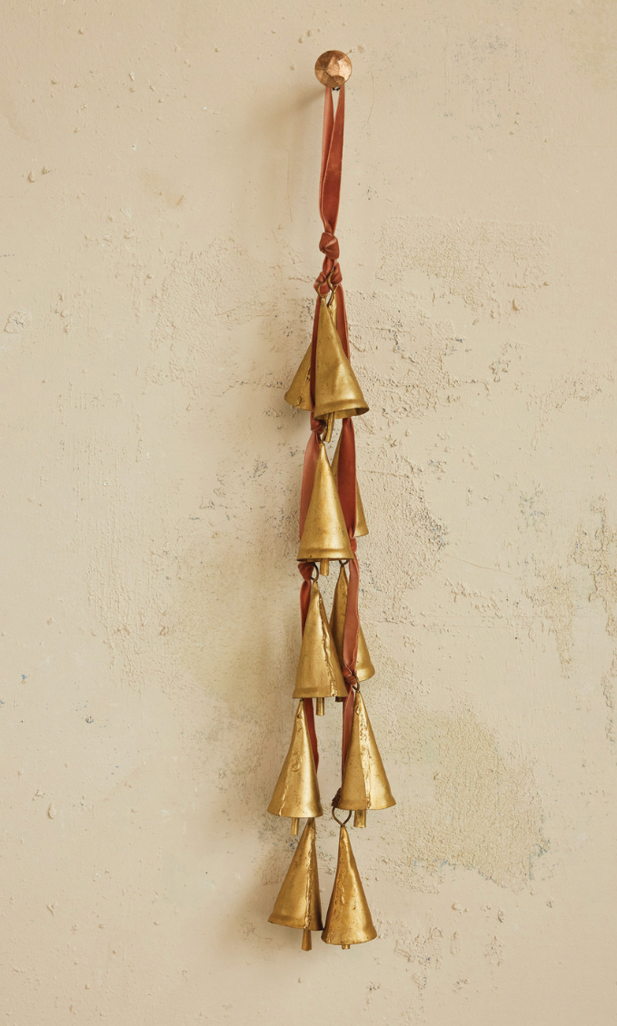 16”H Velvet Ribbon Door Hanger w/10 Cone Shaped Bells