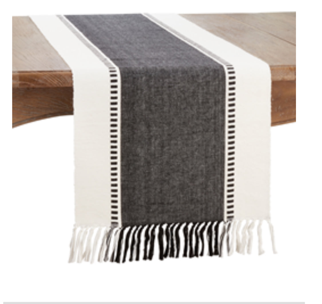 Black Striped Table Runner