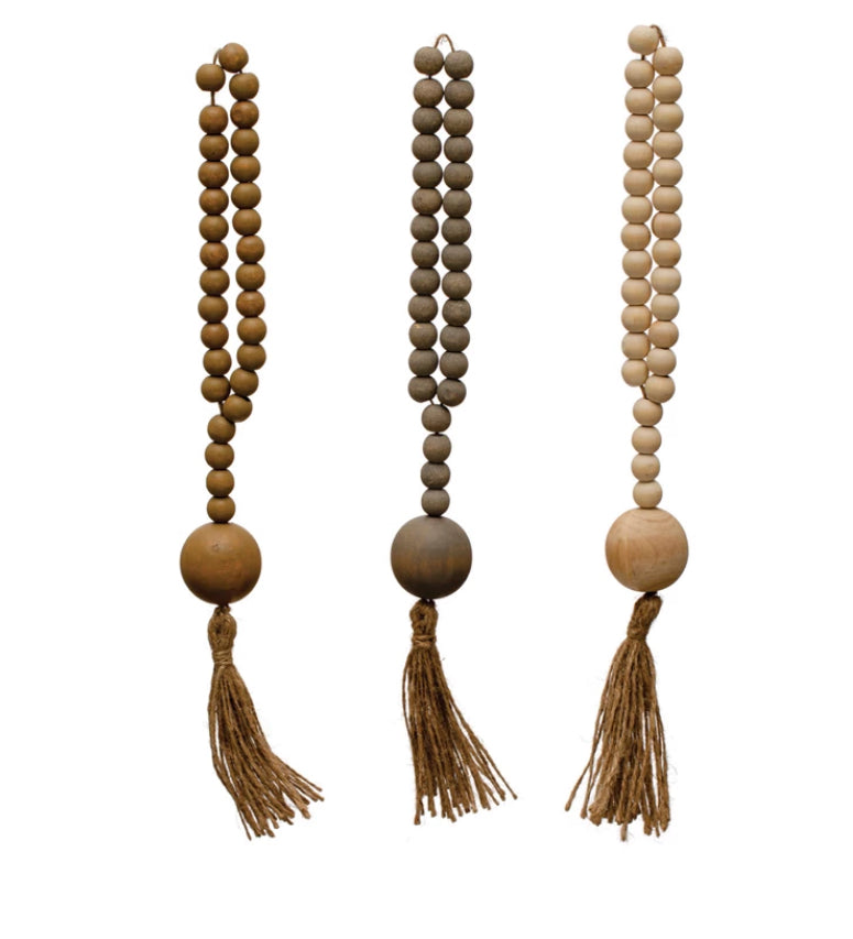 Wood Beads w/Jute Rope Tassel
