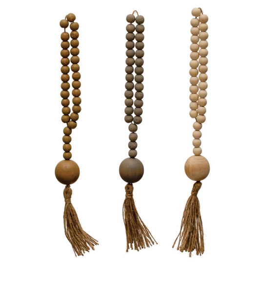 Wood Beads w/Jute Rope Tassel