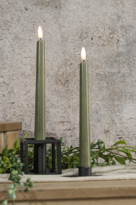 9.5” 3D Flame Drop Dark Green Taper Candle