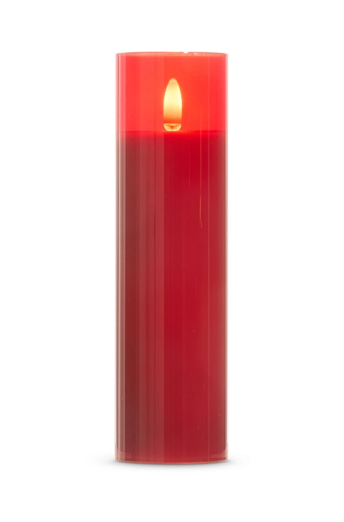 2”x7” Red Glass Red Pillar Candle