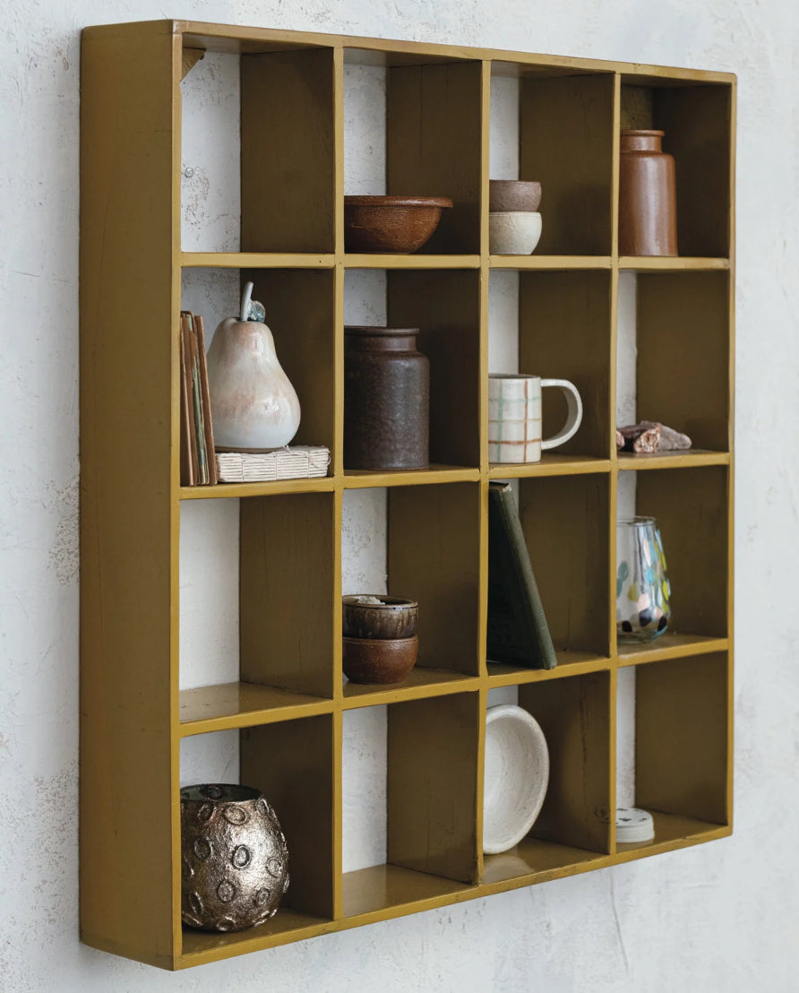 Reclaimed Mustard Wood Wall Shelf