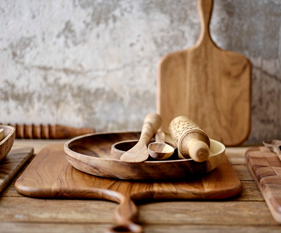 Hand Carved Acacia Wood Standing Spoon, 2 Styles