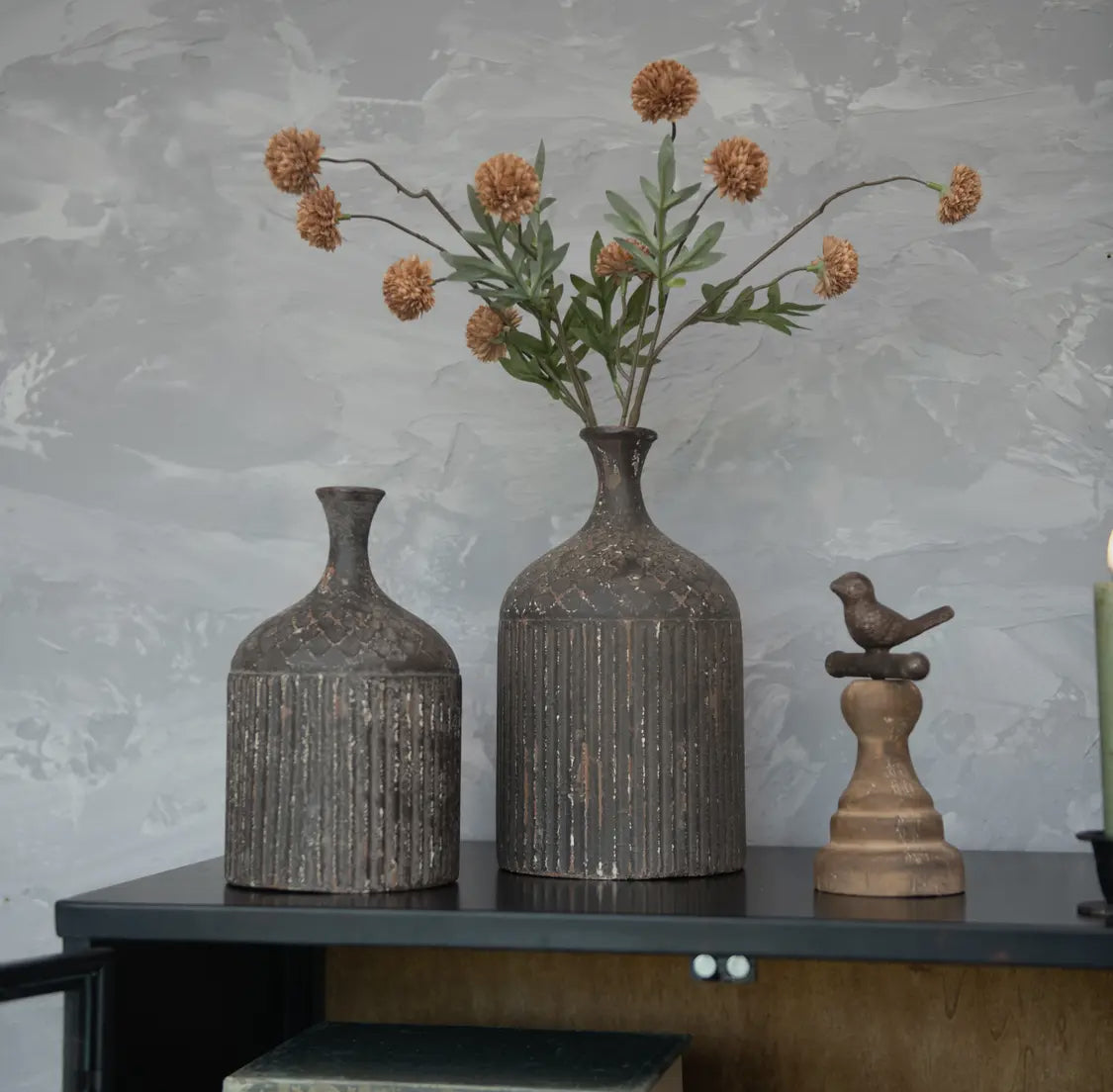 10”H Textured Metal Vase- Lg