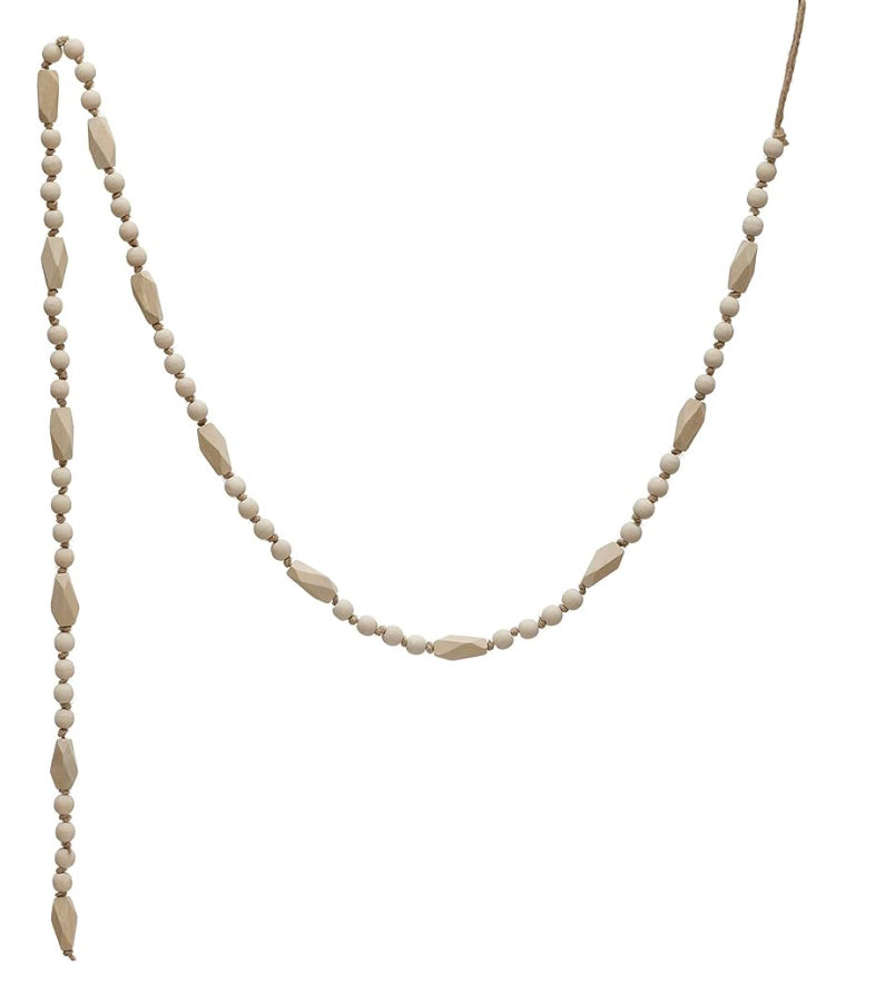 72”L Paulownia Natural Wood Bead Garland