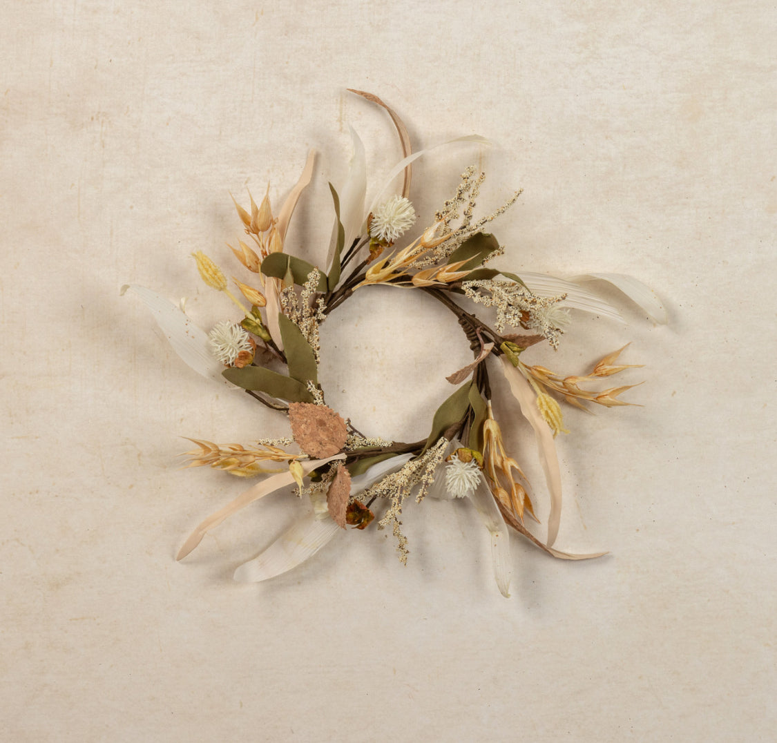 12” Cream Heather & Wheat Candle Ring