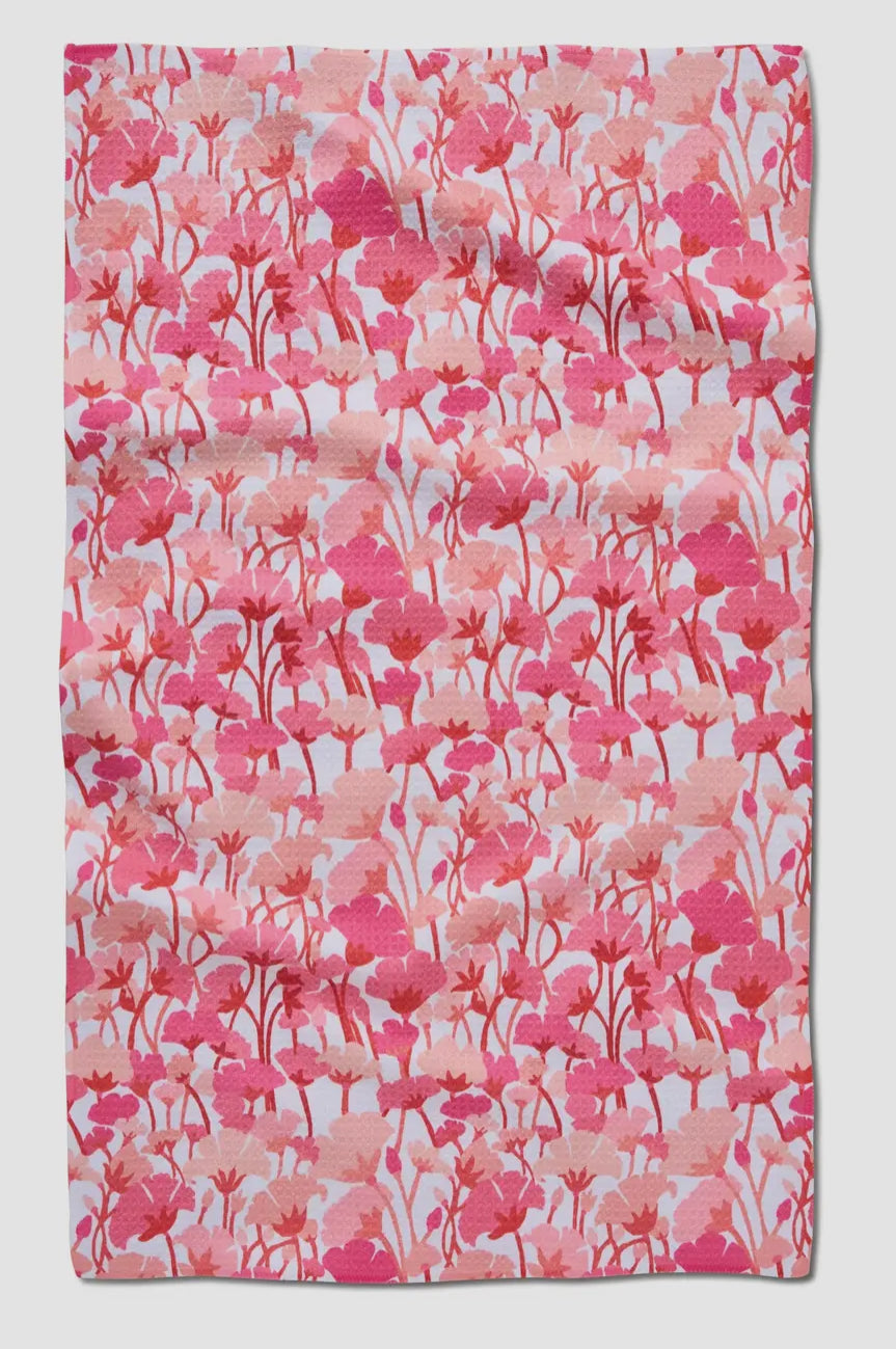 Pink Florals Tea Towel