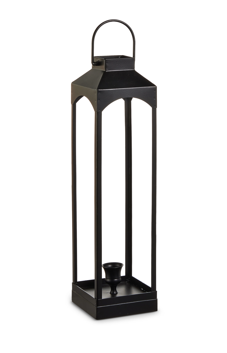 16” Matte Black Lantern Candle Holder