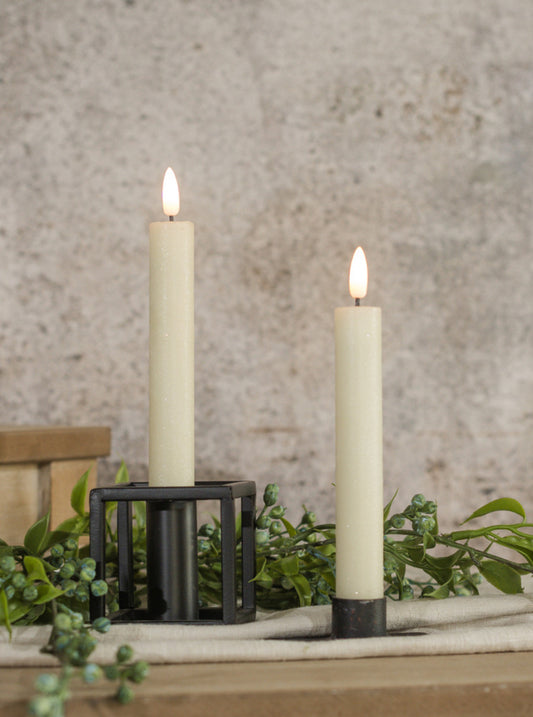 7.25” 3D Flame Cream Shimmer Taper Candle