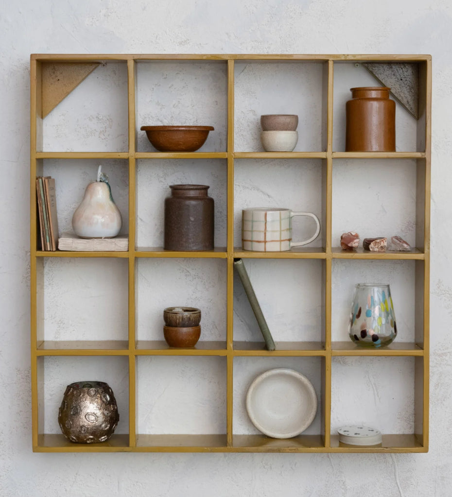 Reclaimed Mustard Wood Wall Shelf