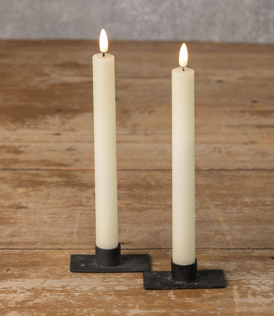 9.5” 3D Flame Cream Shimmer Taper Candle