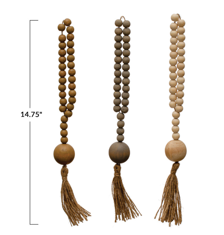 Wood Beads w/Jute Rope Tassel