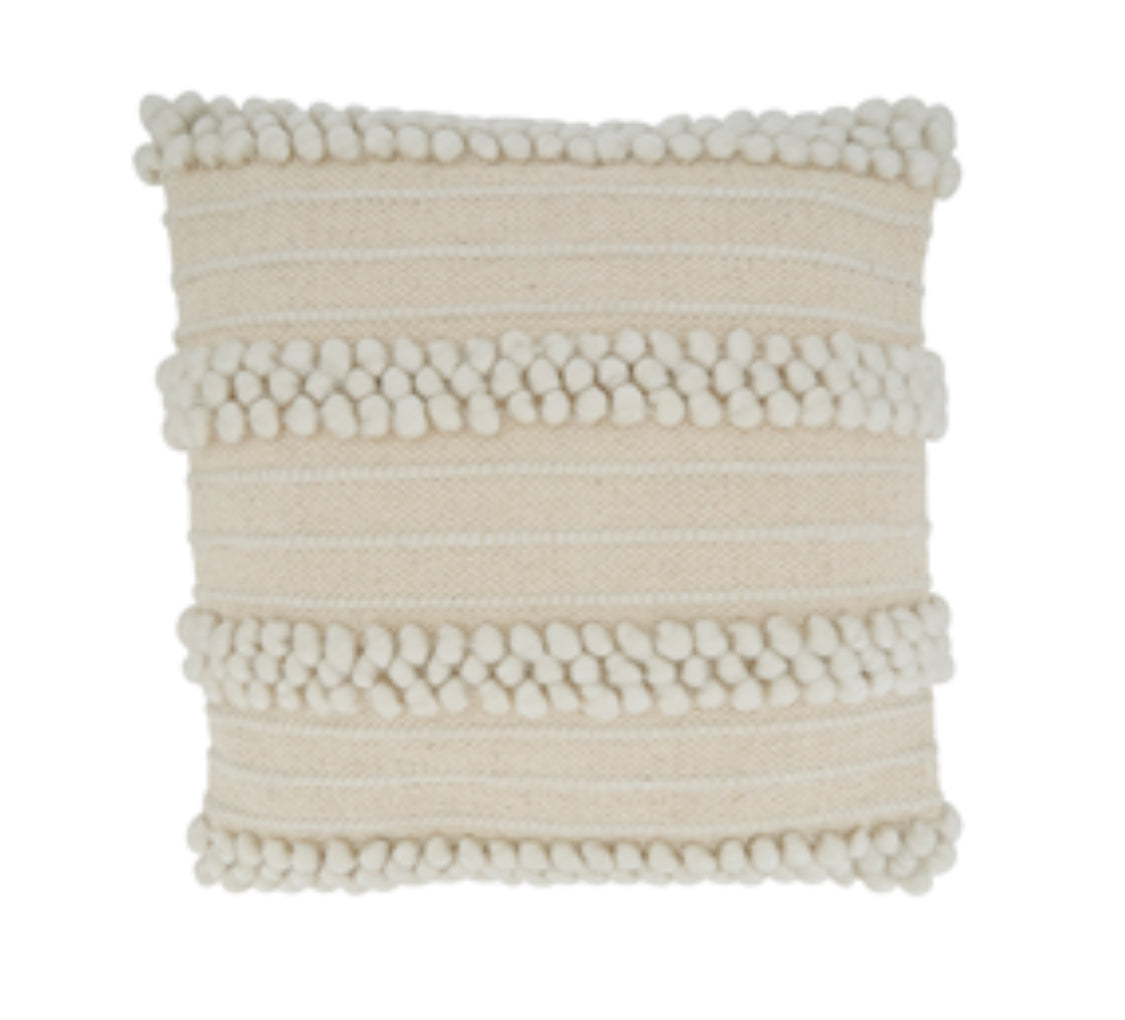 Striped Throw Pillow w/Pompom-Cover Only