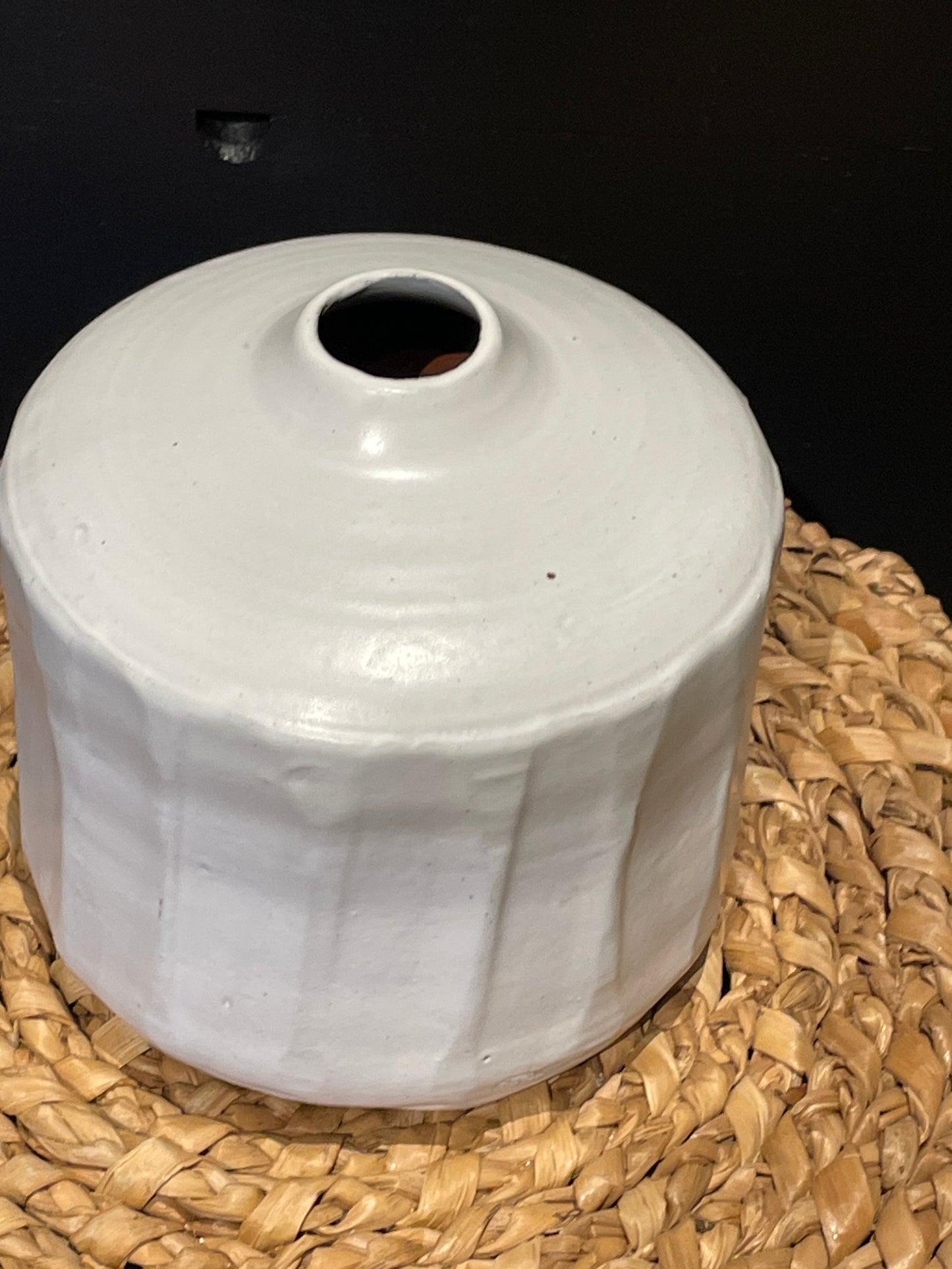 White Ribbed Pottery-Lg