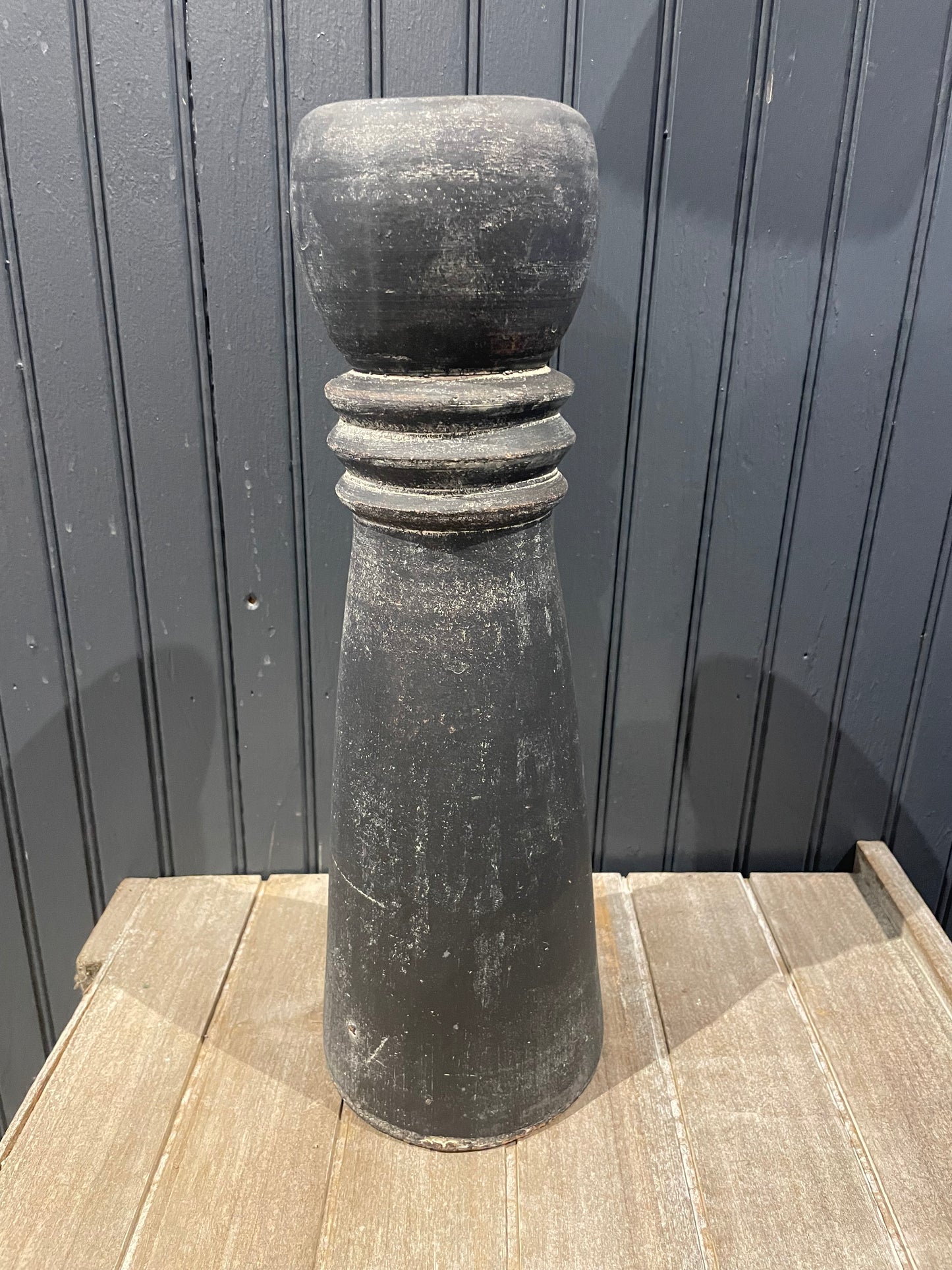 Black Clay Taper Candle Holder-Lg