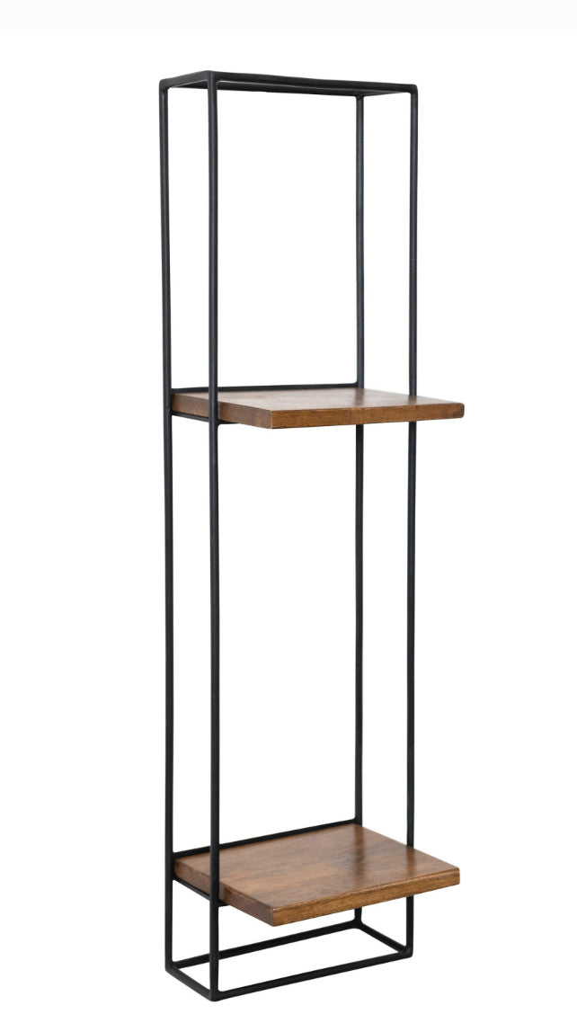 Metal & Wood Mango 2-Tier Wall Shelf