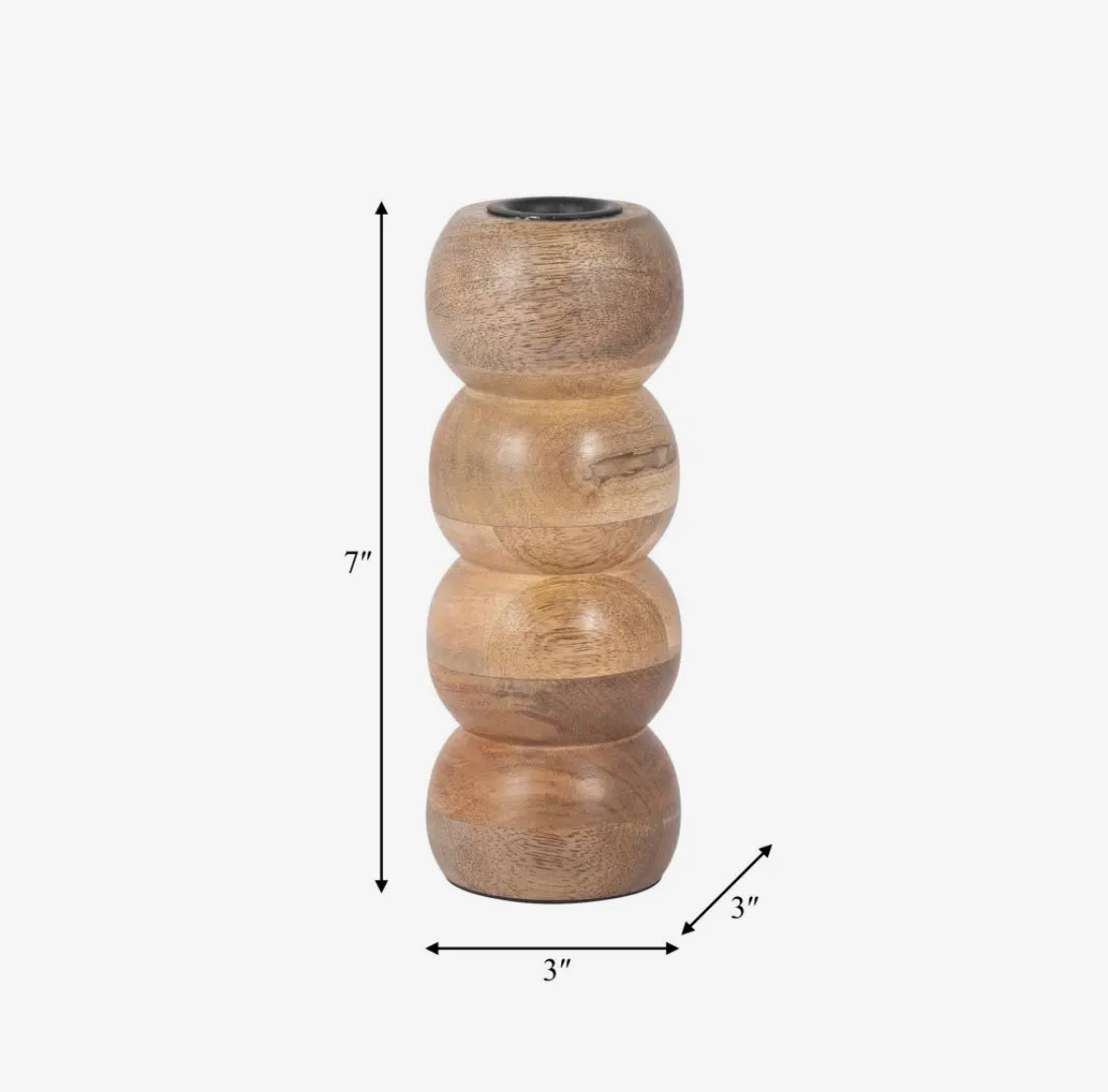7” Metal Round Stacked Ribbed Candle Holder