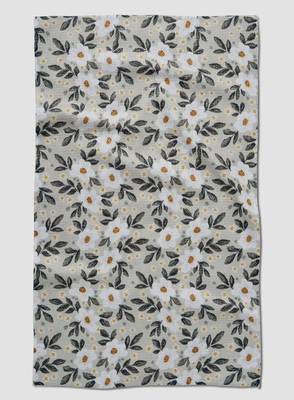 Painted Spring Flowers Tea Towel