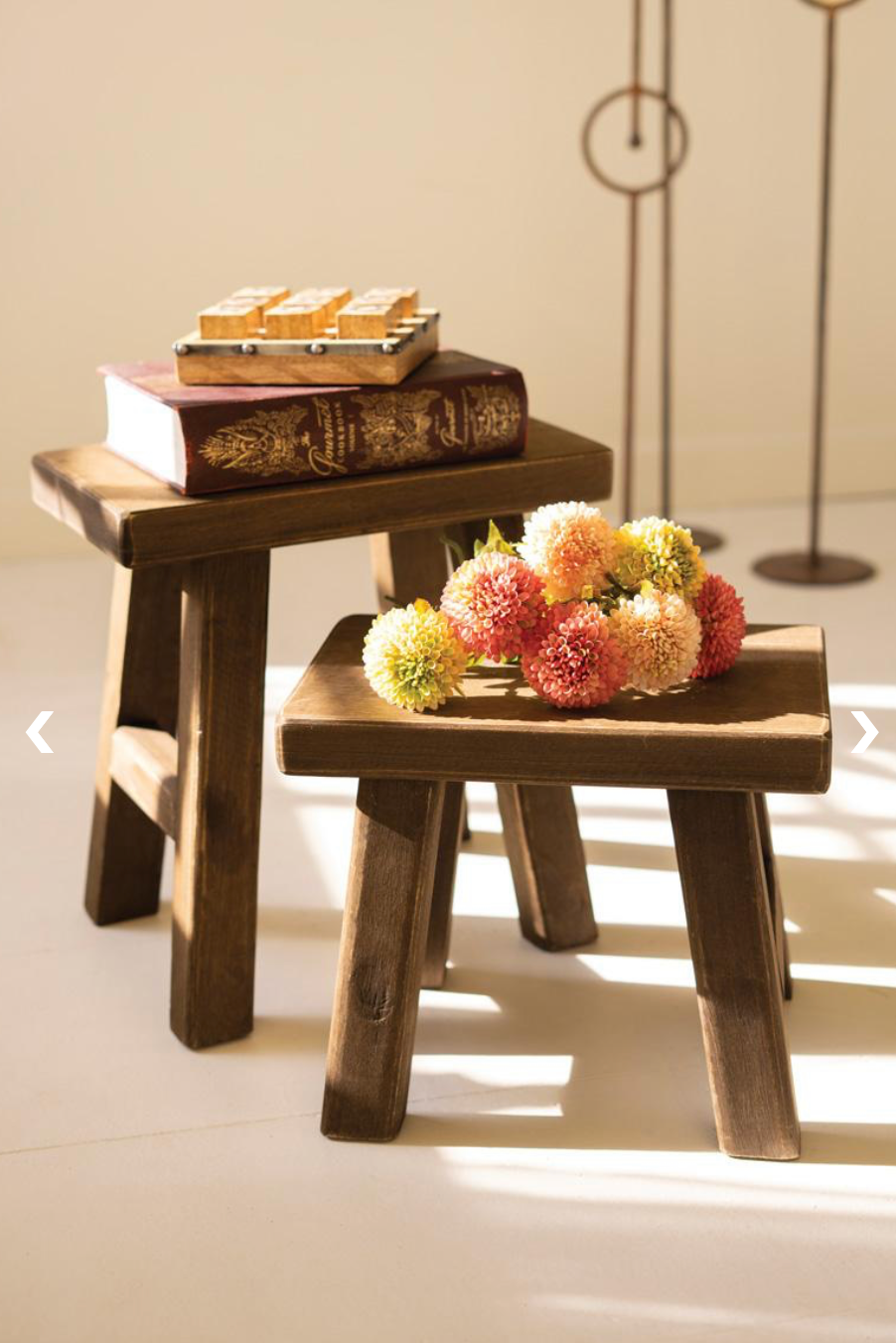 DARK BROWN RECTANGLE WOOD STOOL