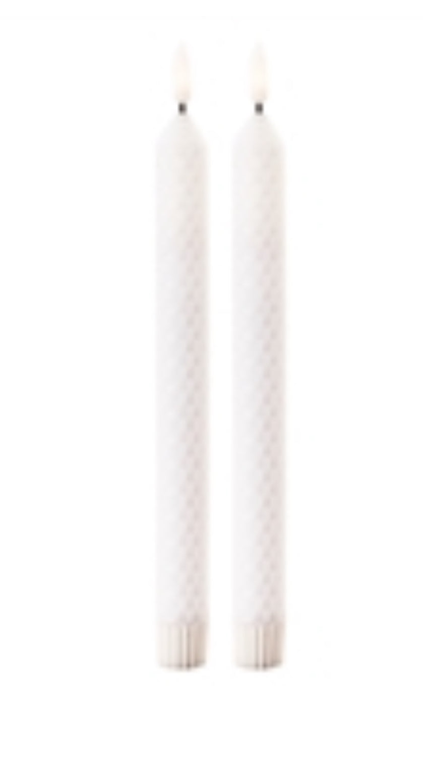 9.5” FIA Wick White Honeycomb Taper Candle-Set/2