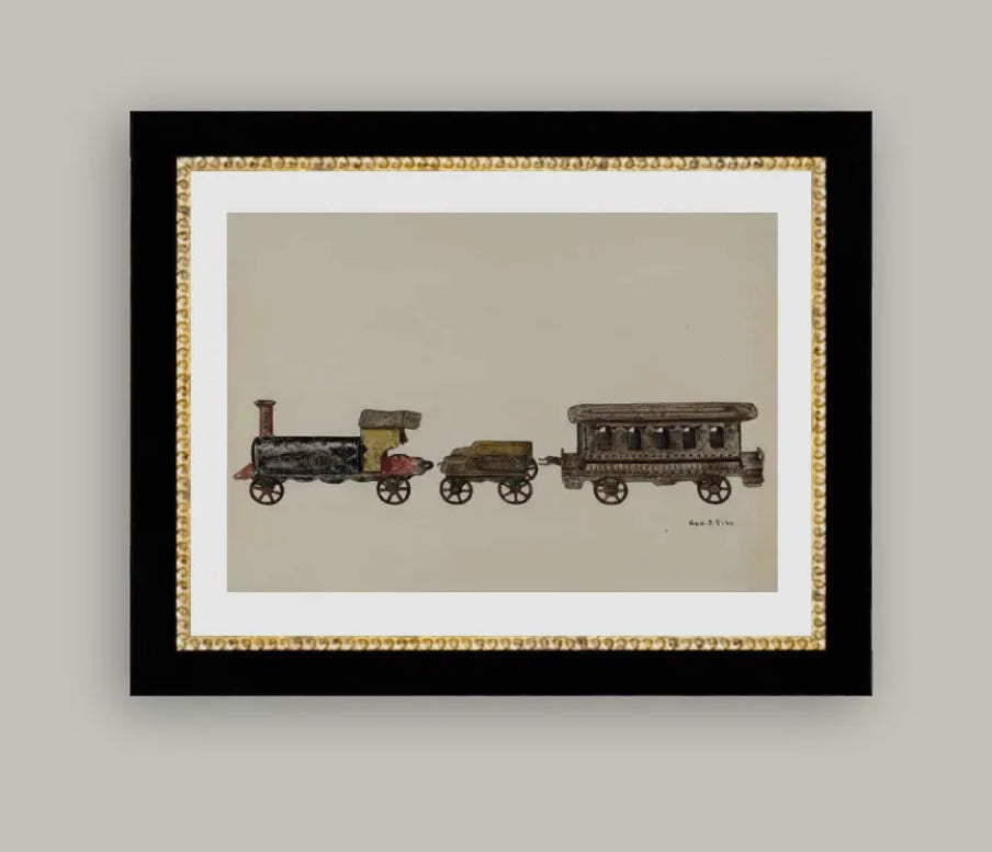Toy Train Framed Antique Art