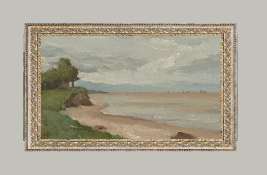 Beach Near Etretat Framed Antique Art