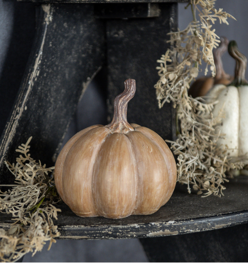 6” Tan Resin Pumpkin