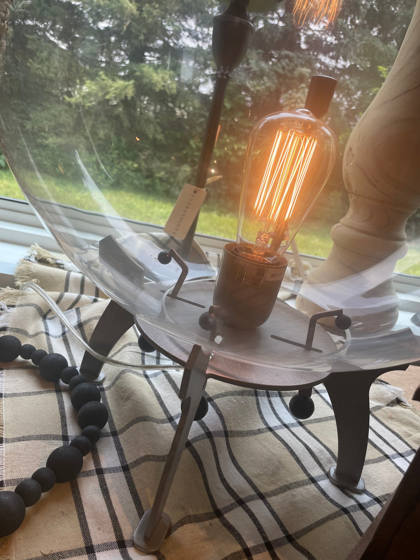 Glass Globe Lamp w/Edison Bulb
