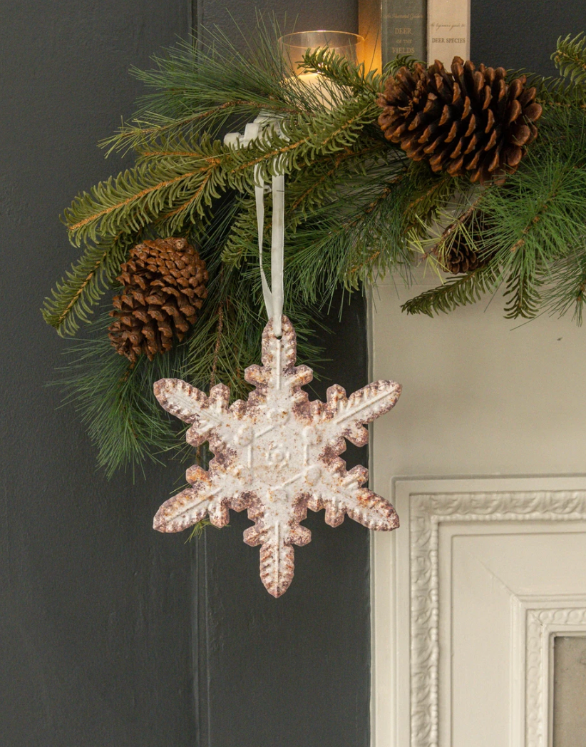 8” White Holly Snowflake