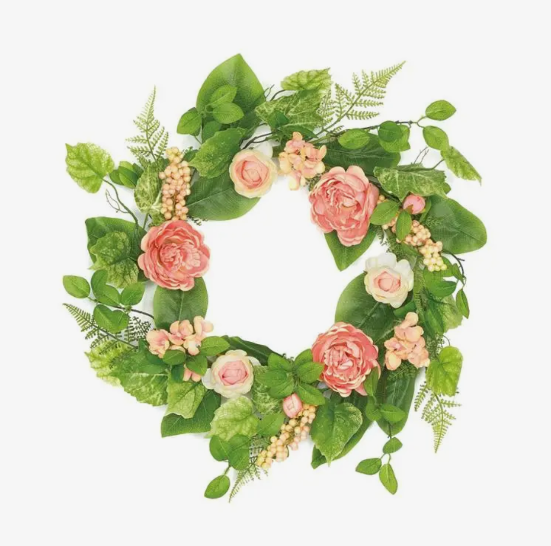 24” Coral Garden Peony & Ranuc Wreath