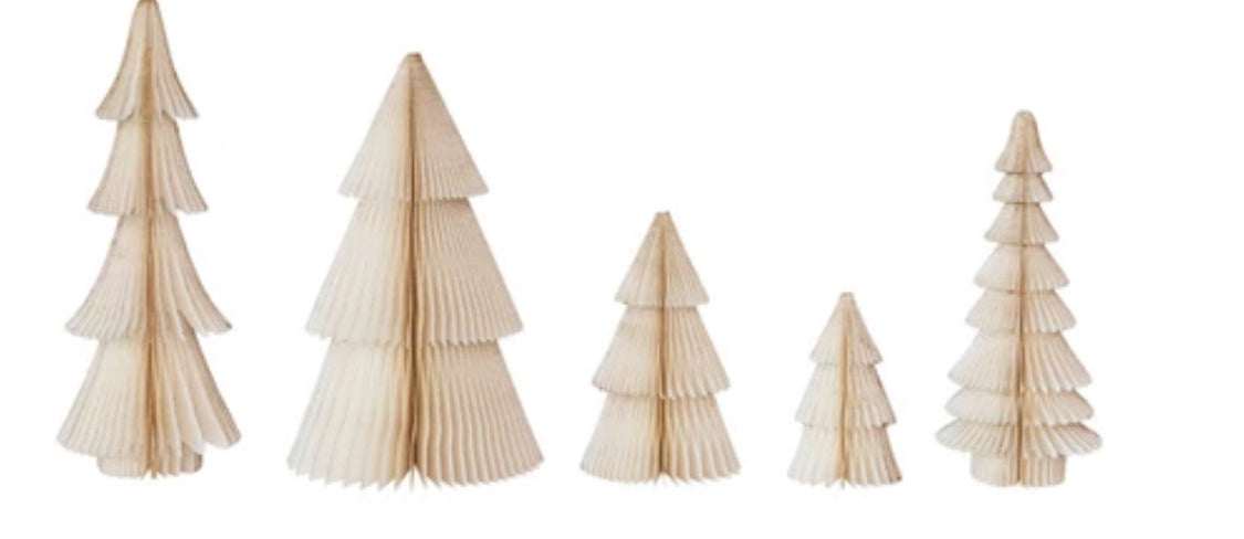 Paper Folding Honeycomb Trees-cream set/5