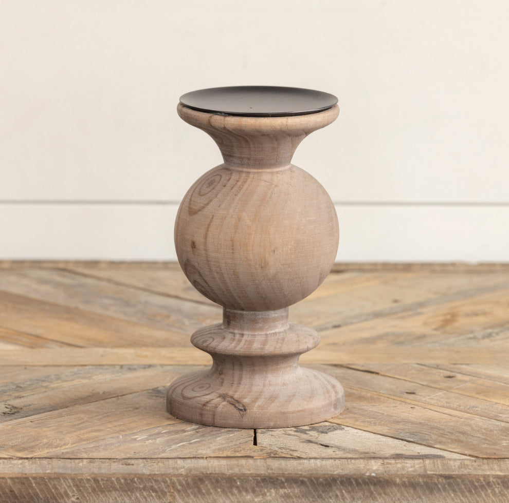 7.75” Natural Wood Pillar Candle Holder