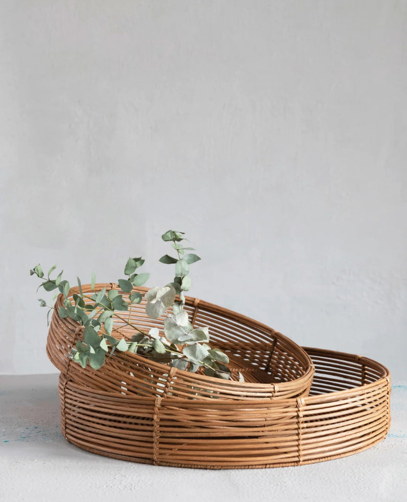 Hand-Woven Rattan Tray, Small