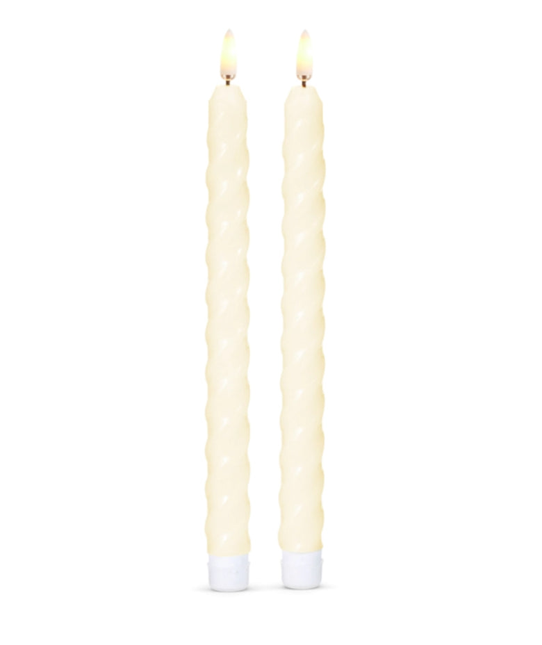 10.5” Ivory Twist Taper Candles