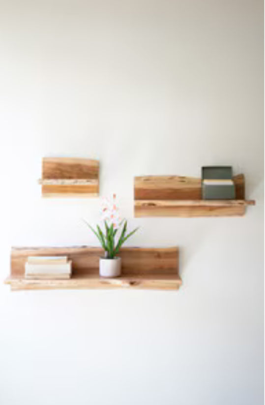 Acacia Wood Floating Wall Shelf- Med
