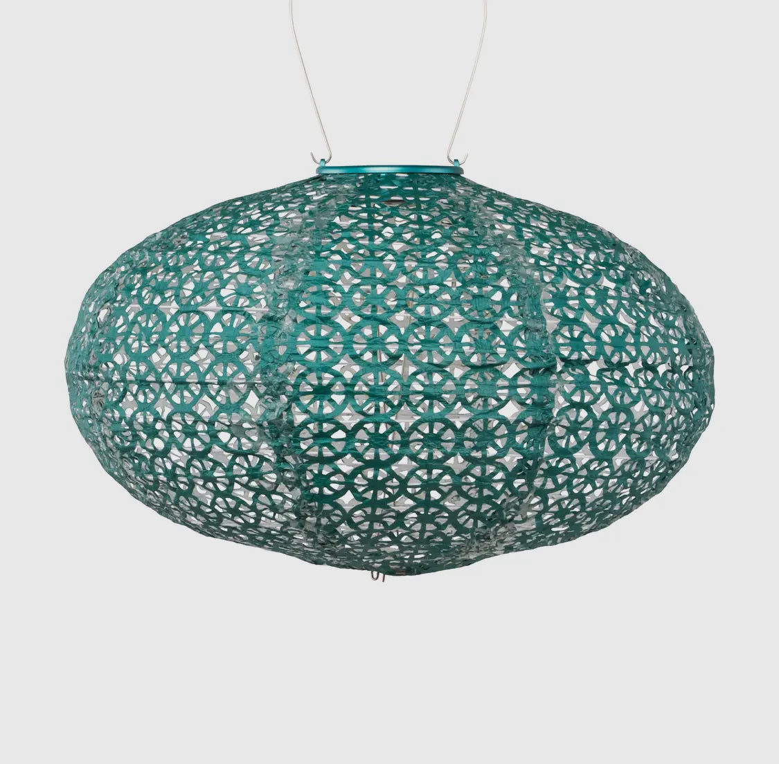 Stella Oval Wagon Wheel 9” Solar Lantern-Met Emerald