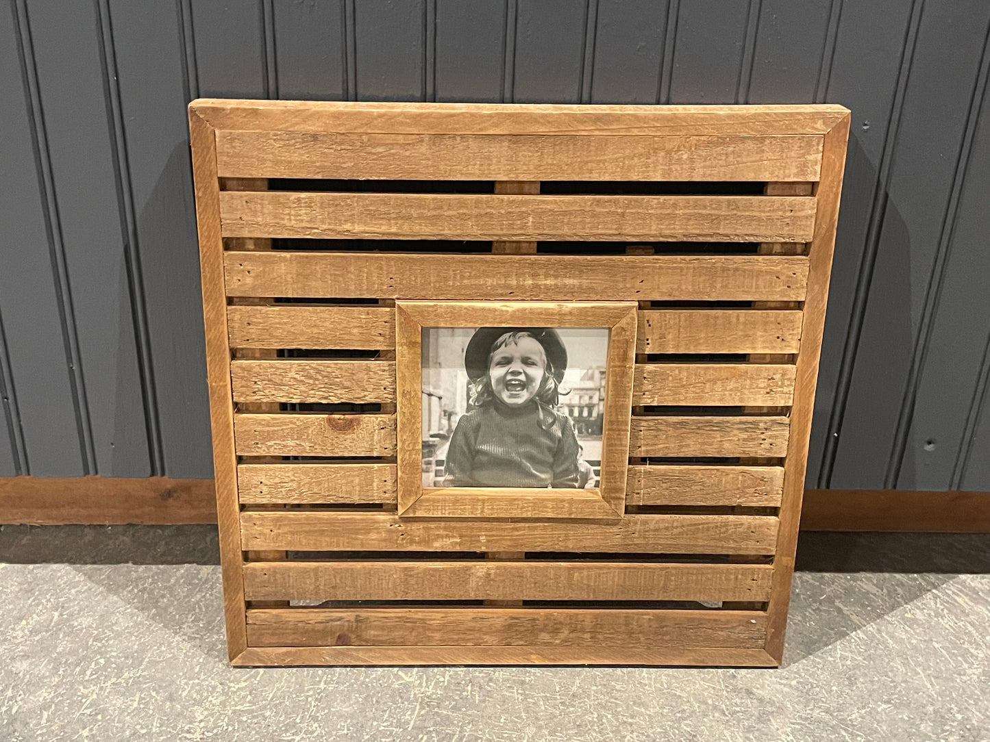 Wooden slat photo frame
