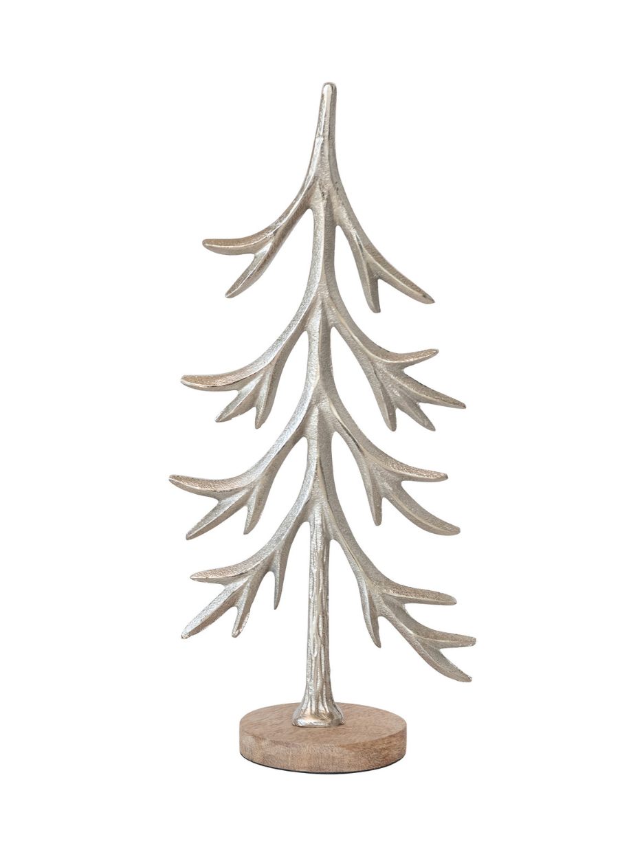 Cast Aluminum Tree w/Mango Wood Base