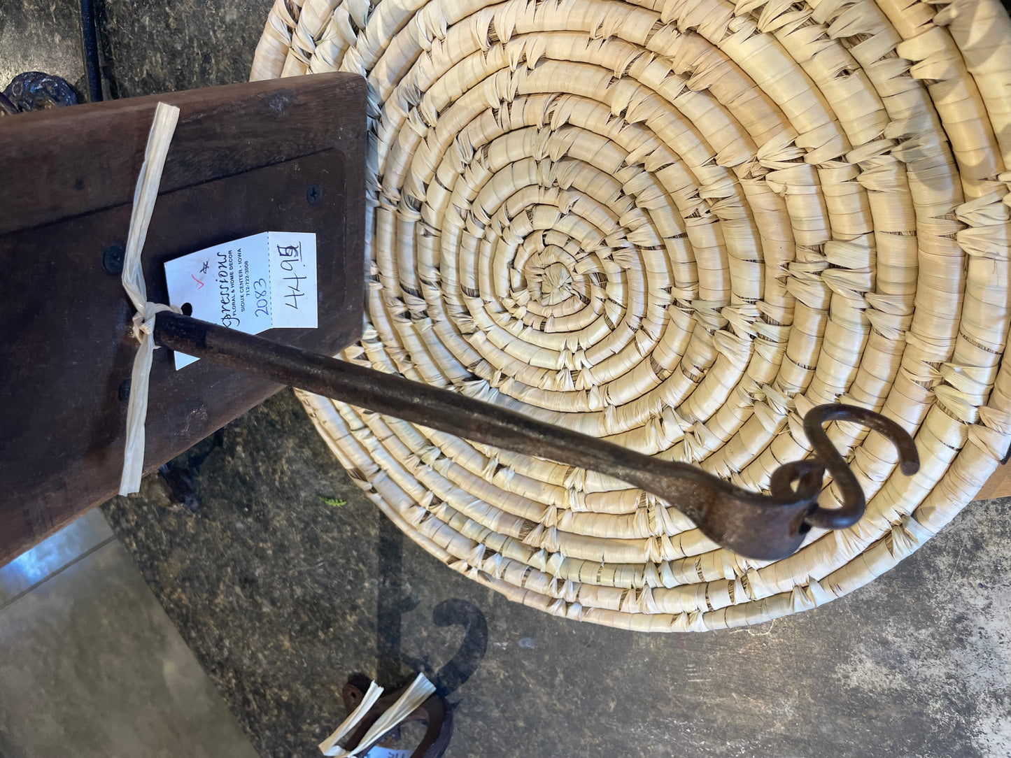 Metal Hook w/ Wood Base