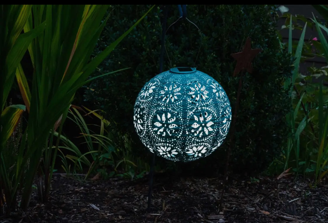 Stella 12” Globe Solar Lantern-Mineral Green
