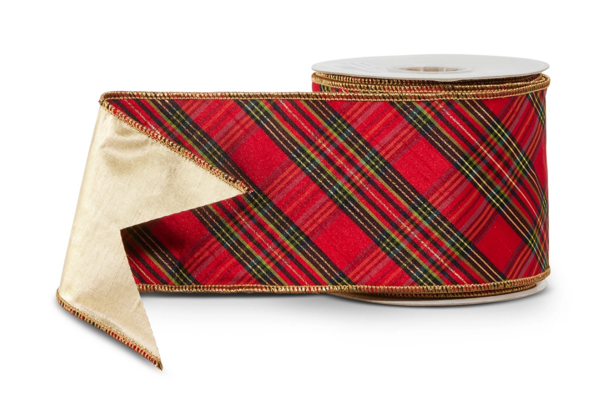 4” x 10yds Diagonal Plaid Wired Ribbon