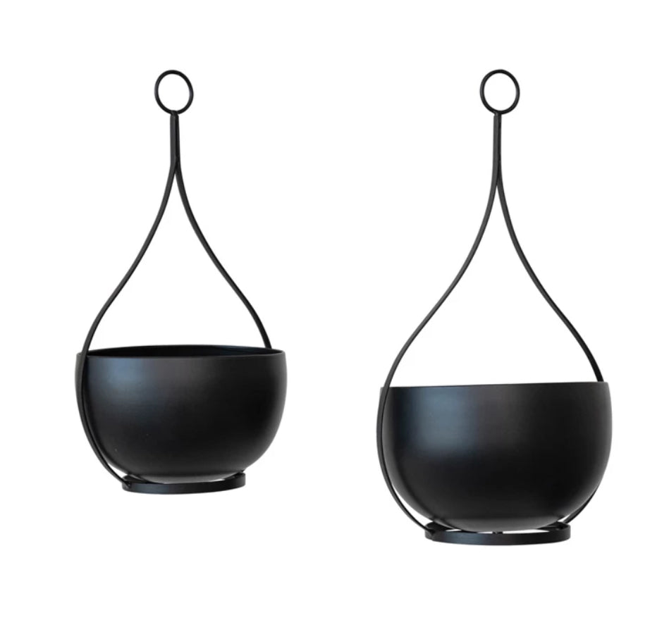 Black Metal Hanging Planter-Lg