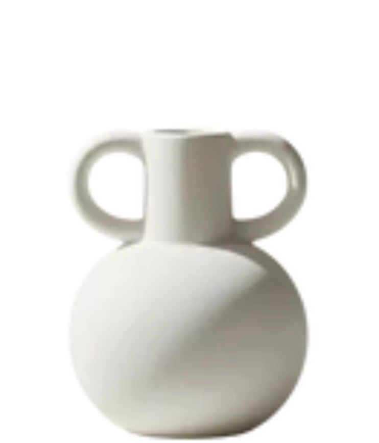 White Ceramic Vase w/ Handles