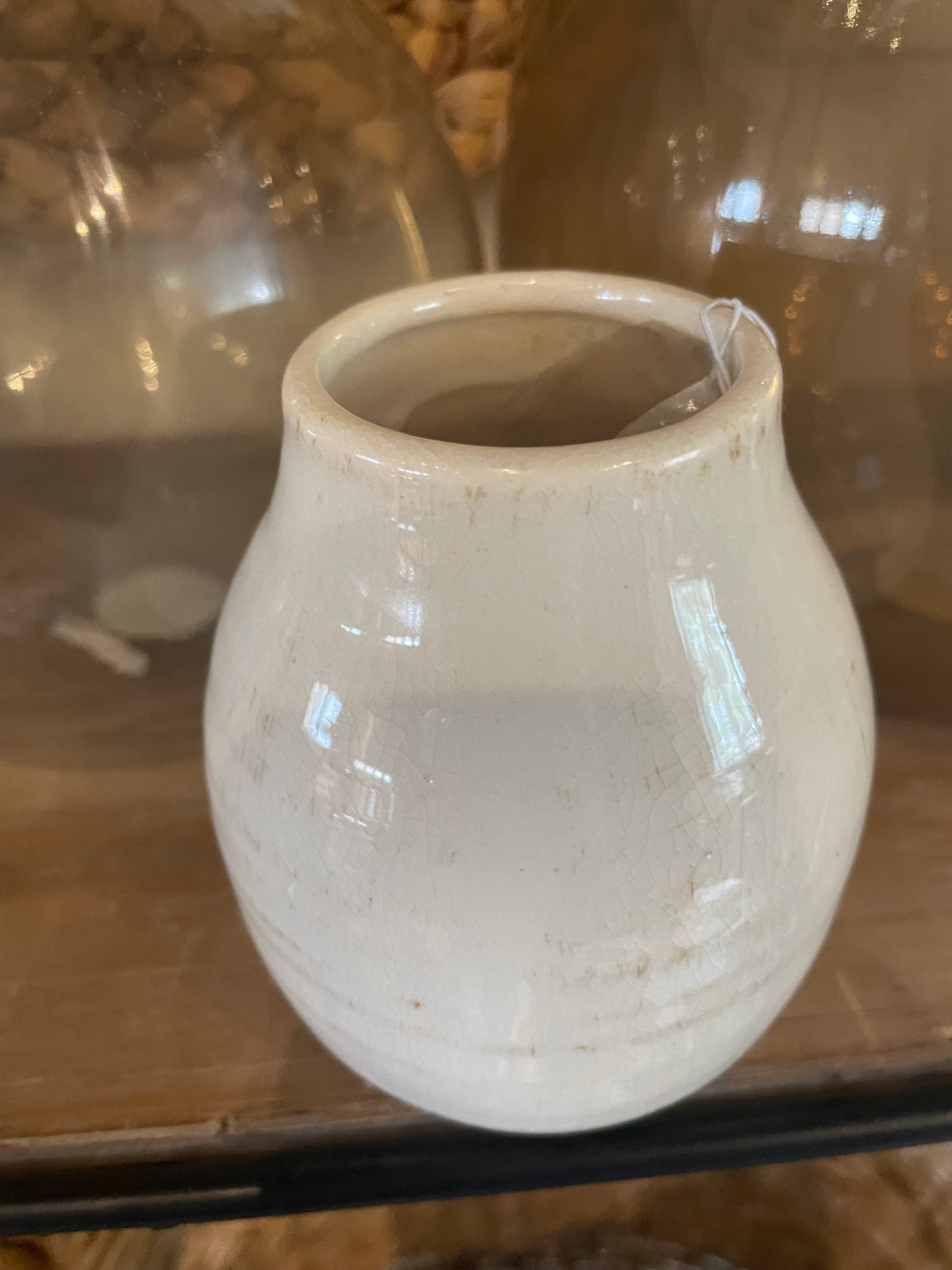 White aged Glossy Vase