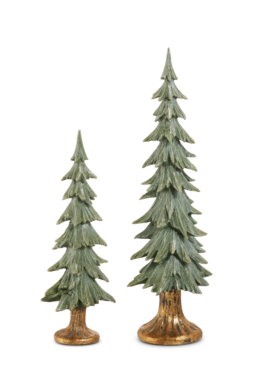16” Glitter Trees on Antique Base-Set/2