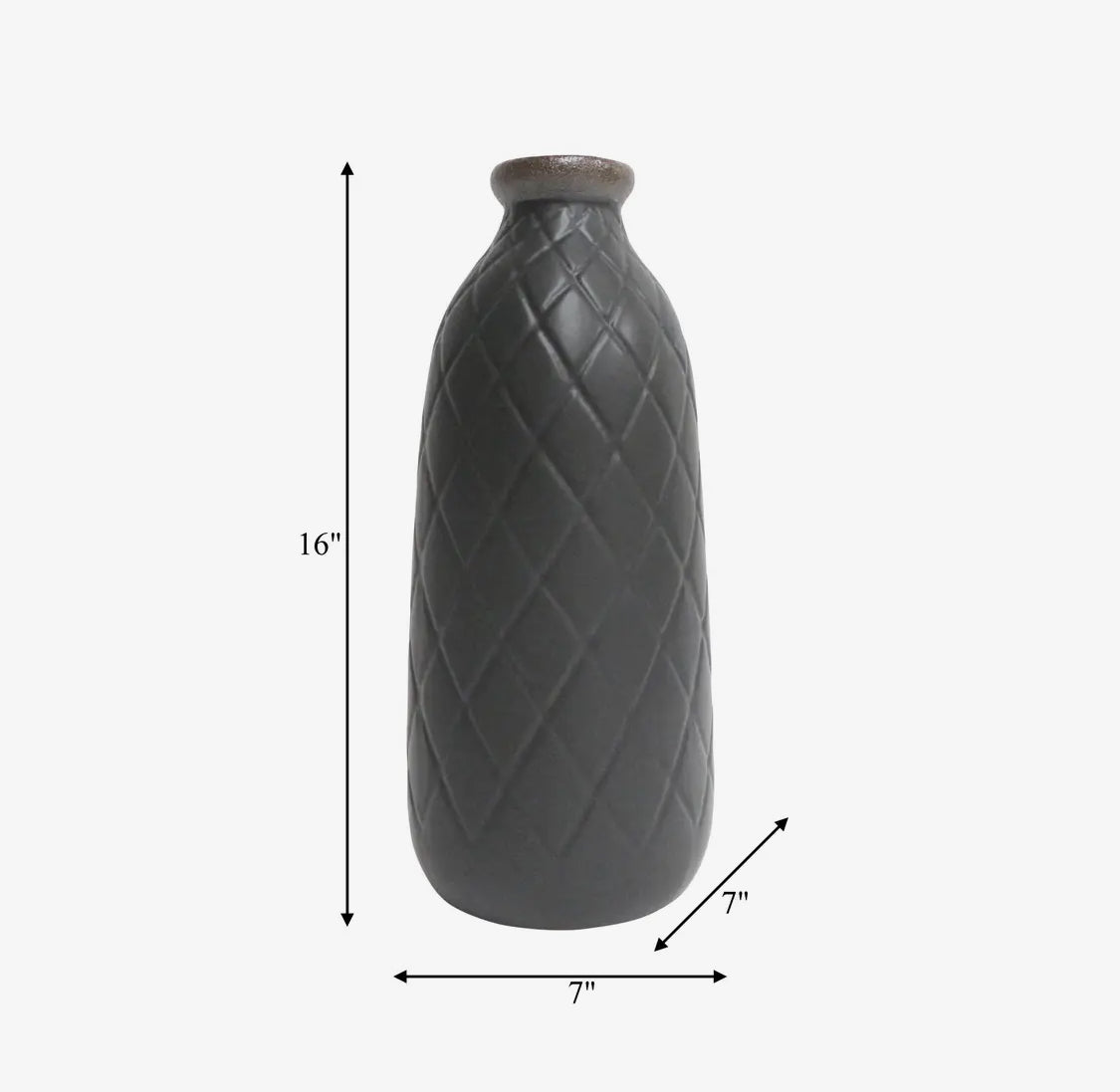 16” Ceramic Textured Diamond Vase