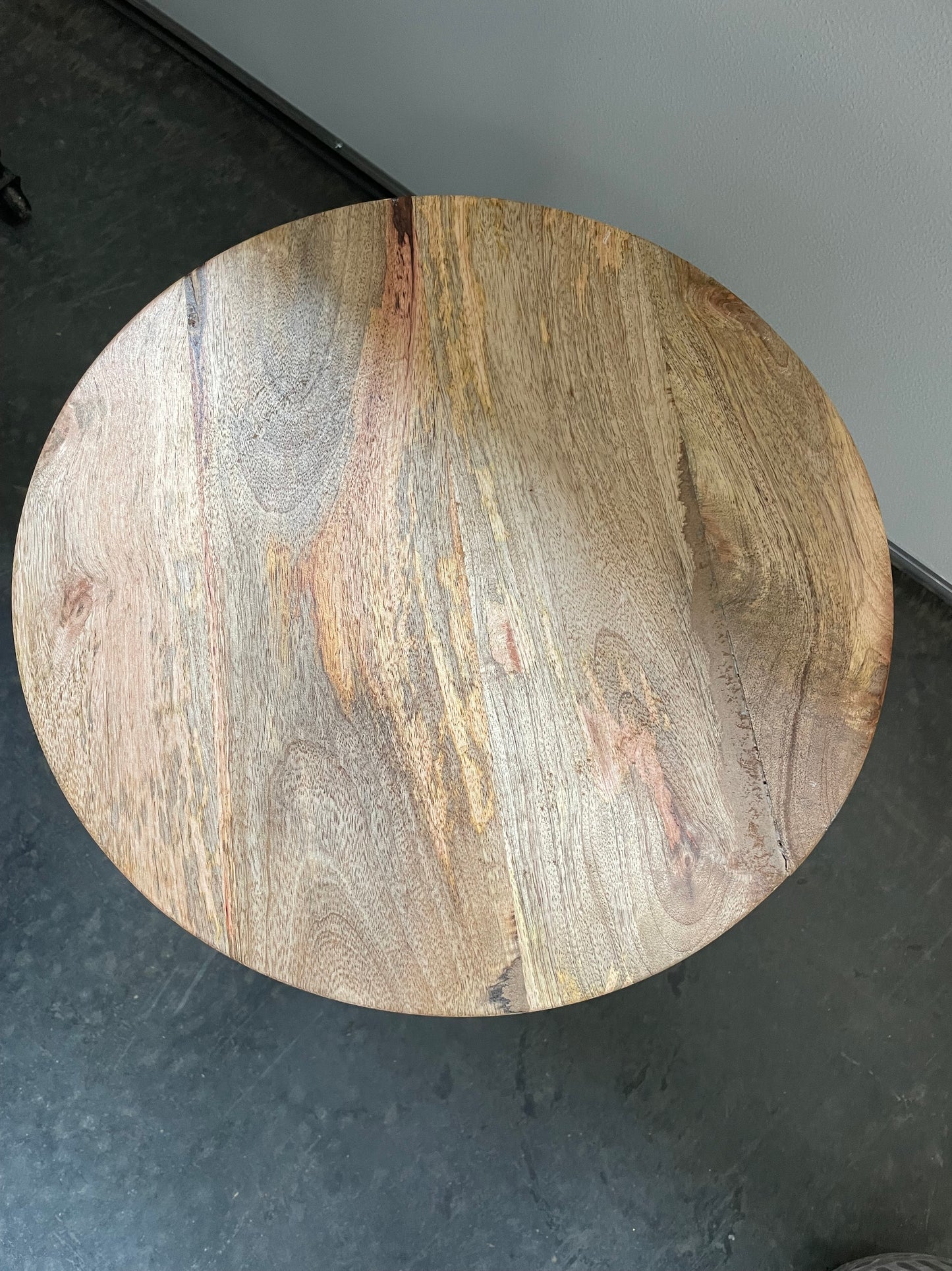 16” Round Hand-Carved Mango Wood side Table