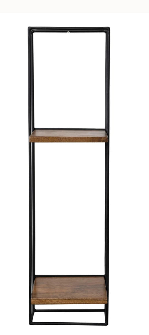 Metal & Wood Mango 2-Tier Wall Shelf
